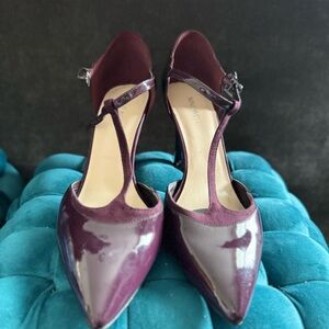 Nine West Purple Patent Leather Heels with Ankle Strap